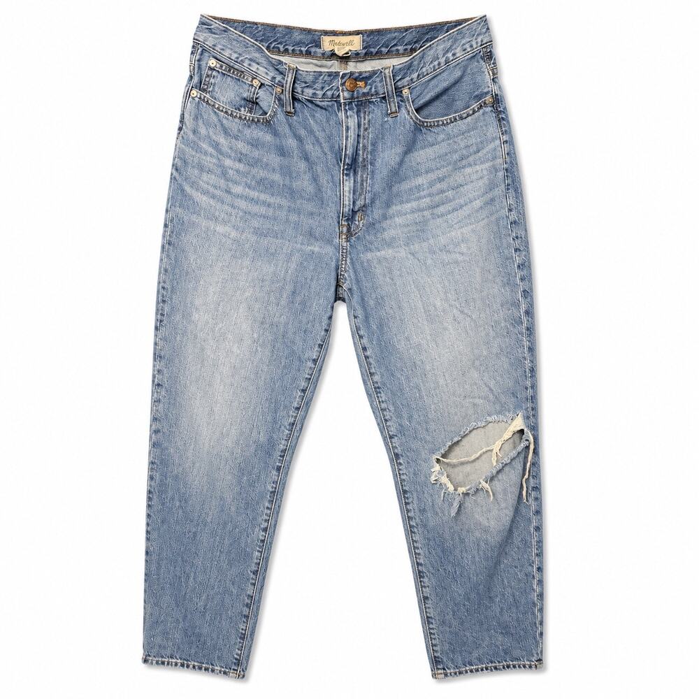 Madewell The Slouchy Boyjean Womens Size 31 Light Wash Distressed Baggy Jeans